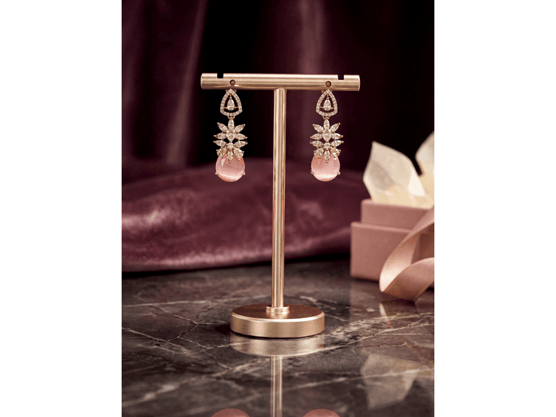Libas Blush Rose Pink Zircon Drop Earrings at 55% Off