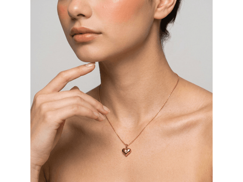 Radiant Golden Puffy Heart Necklace at 30% Off