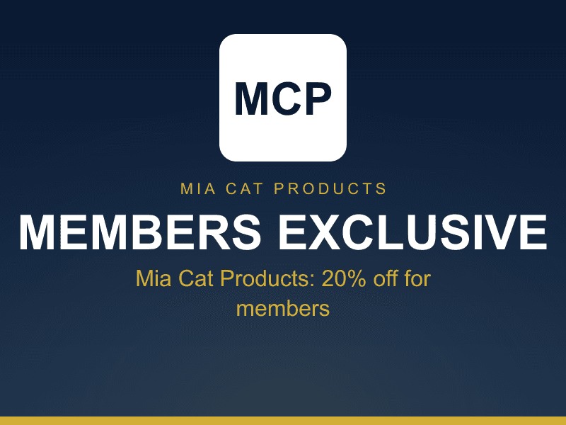 Mia Cat Products: 20% off for members