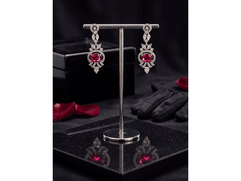 Libas Ruby Red Stone and Zircon Earrings at 50% Off