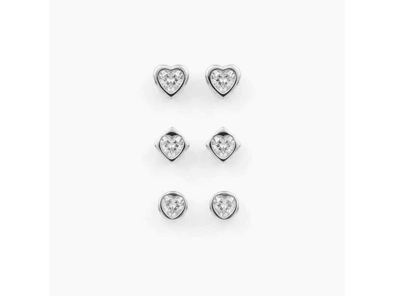 Radiant Crystal Heart Stud Earring Set at 30% Off