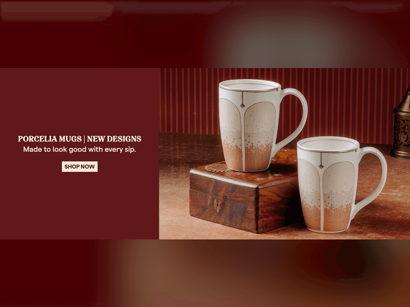 Larah Blue Strip Opalware Mug Set at 50% Off